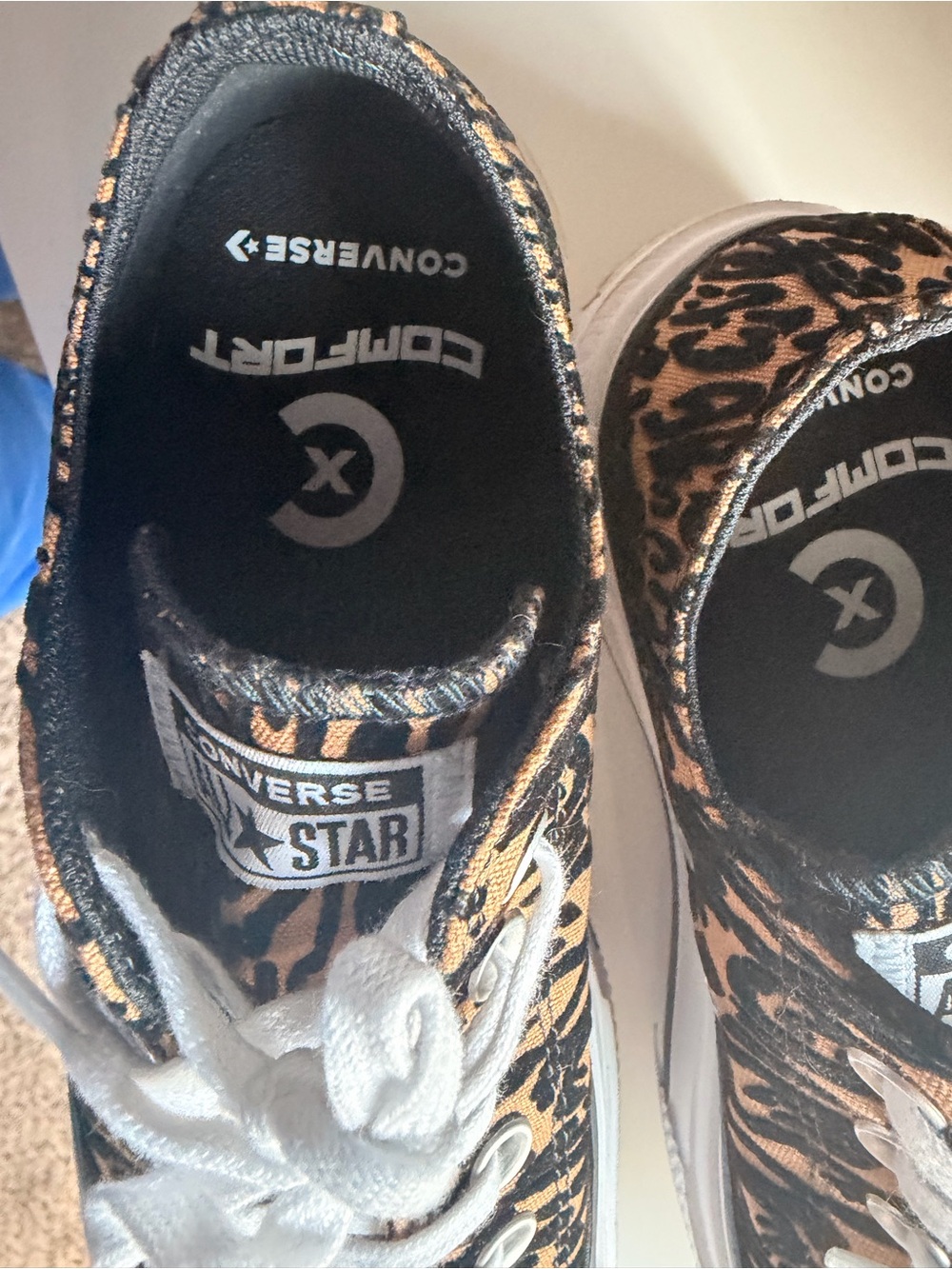 Women's Converse Leopard Print Platform Sneakers - White Laces - Picture 5 of 5